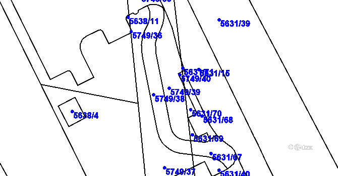 Parcela st. 5749/39 v KÚ Tábor, Katastrální mapa