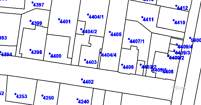 Parcela st. 4404/4 v KÚ Tábor, Katastrální mapa