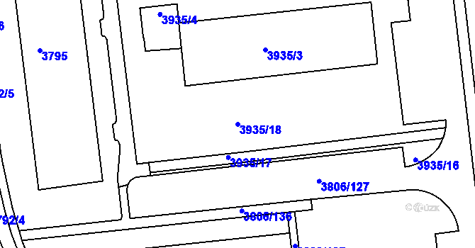 Parcela st. 3935/18 v KÚ Tábor, Katastrální mapa