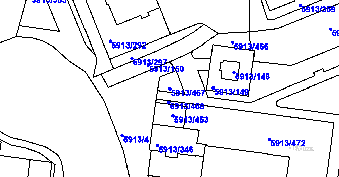 Parcela st. 5913/467 v KÚ Tábor, Katastrální mapa