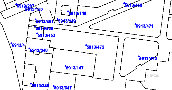 Parcela st. 5913/472 v KÚ Tábor, Katastrální mapa