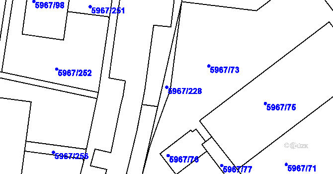 Parcela st. 5967/228 v KÚ Tábor, Katastrální mapa