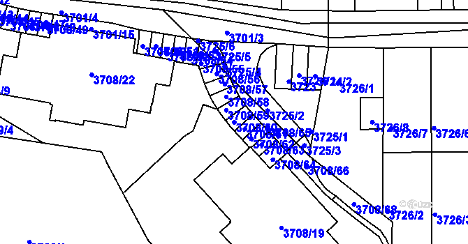 Parcela st. 3708/60 v KÚ Tábor, Katastrální mapa