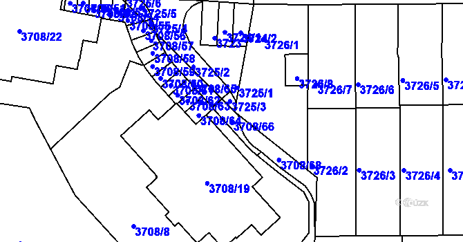 Parcela st. 3708/66 v KÚ Tábor, Katastrální mapa