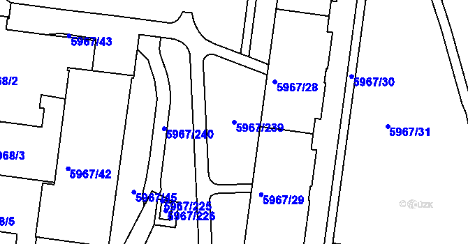 Parcela st. 5967/239 v KÚ Tábor, Katastrální mapa