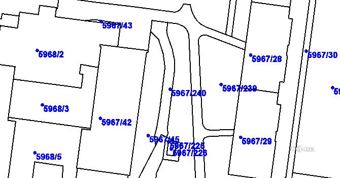 Parcela st. 5967/240 v KÚ Tábor, Katastrální mapa