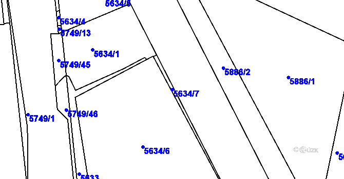 Parcela st. 5634/7 v KÚ Tábor, Katastrální mapa