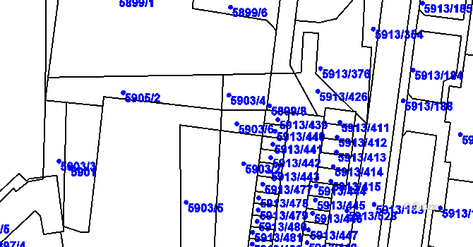 Parcela st. 5903/6 v KÚ Tábor, Katastrální mapa