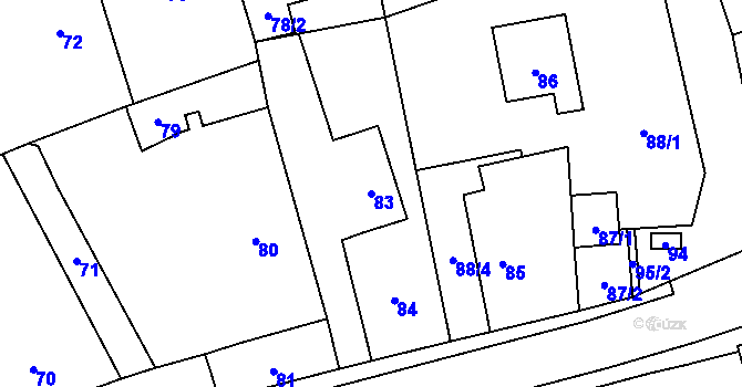 Parcela st. 83 v KÚ Tábor ve Slezsku, Katastrální mapa