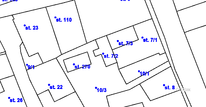 Parcela st. 7/2 v KÚ Tachlovice, Katastrální mapa