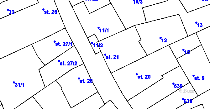 Parcela st. 21 v KÚ Tachlovice, Katastrální mapa