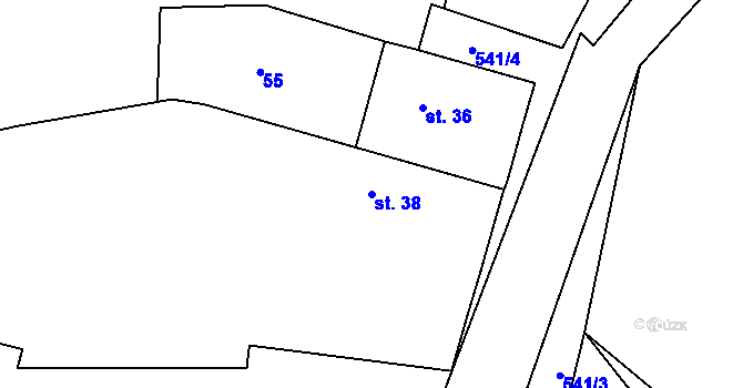 Parcela st. 38 v KÚ Tachlovice, Katastrální mapa