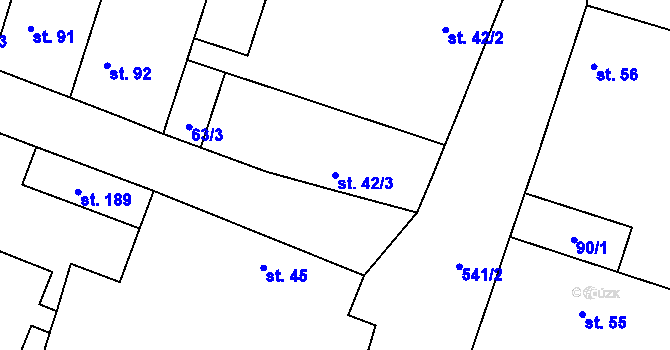 Parcela st. 42/3 v KÚ Tachlovice, Katastrální mapa
