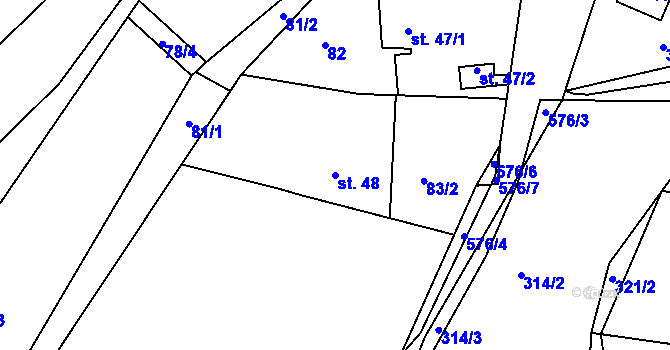 Parcela st. 48 v KÚ Tachlovice, Katastrální mapa
