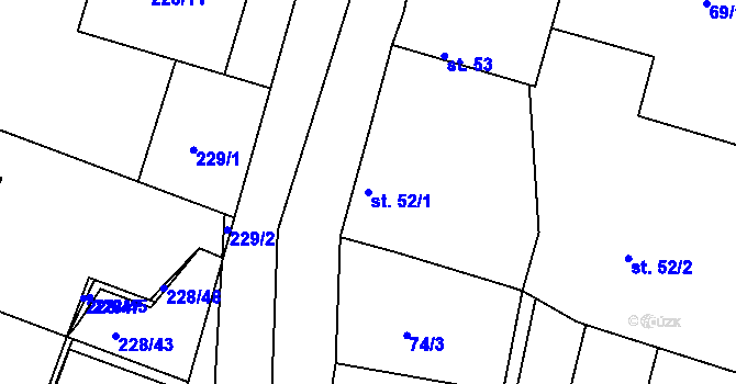 Parcela st. 52/1 v KÚ Tachlovice, Katastrální mapa