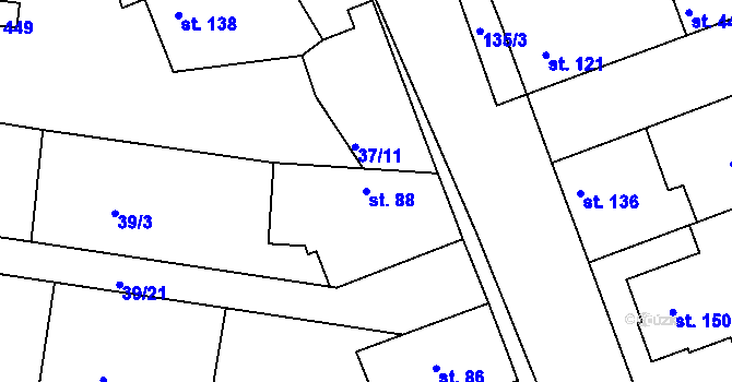 Parcela st. 88 v KÚ Tachlovice, Katastrální mapa