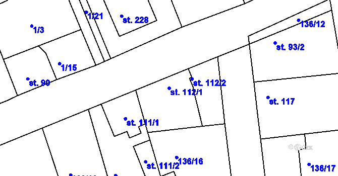 Parcela st. 112/1 v KÚ Tachlovice, Katastrální mapa