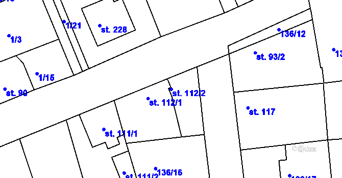 Parcela st. 112/2 v KÚ Tachlovice, Katastrální mapa