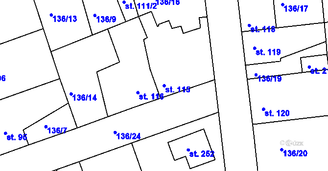 Parcela st. 115 v KÚ Tachlovice, Katastrální mapa