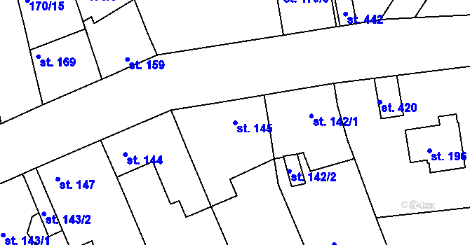 Parcela st. 145 v KÚ Tachlovice, Katastrální mapa