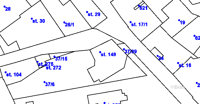 Parcela st. 149 v KÚ Tachlovice, Katastrální mapa