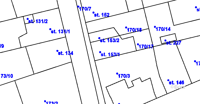 Parcela st. 153/1 v KÚ Tachlovice, Katastrální mapa