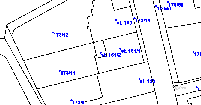 Parcela st. 161/2 v KÚ Tachlovice, Katastrální mapa