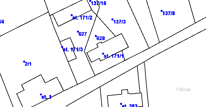 Parcela st. 171/1 v KÚ Tachlovice, Katastrální mapa