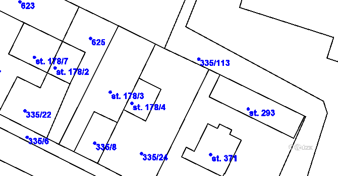 Parcela st. 178/1 v KÚ Tachlovice, Katastrální mapa