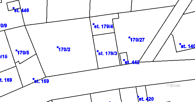Parcela st. 179/3 v KÚ Tachlovice, Katastrální mapa