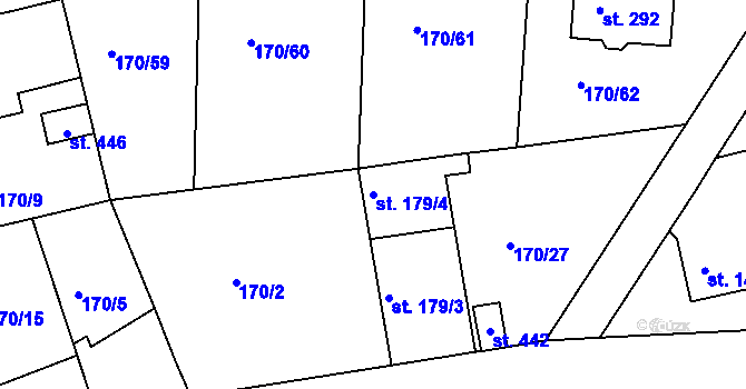Parcela st. 179/4 v KÚ Tachlovice, Katastrální mapa