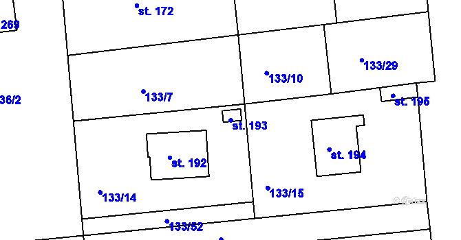 Parcela st. 193 v KÚ Tachlovice, Katastrální mapa