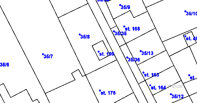Parcela st. 199 v KÚ Tachlovice, Katastrální mapa