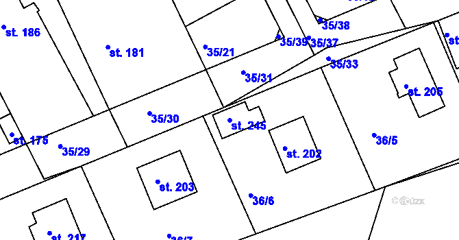 Parcela st. 245 v KÚ Tachlovice, Katastrální mapa