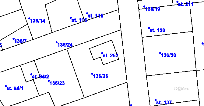 Parcela st. 252 v KÚ Tachlovice, Katastrální mapa
