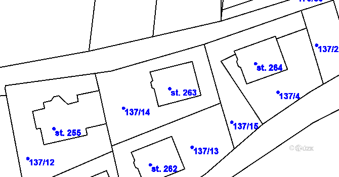 Parcela st. 263 v KÚ Tachlovice, Katastrální mapa