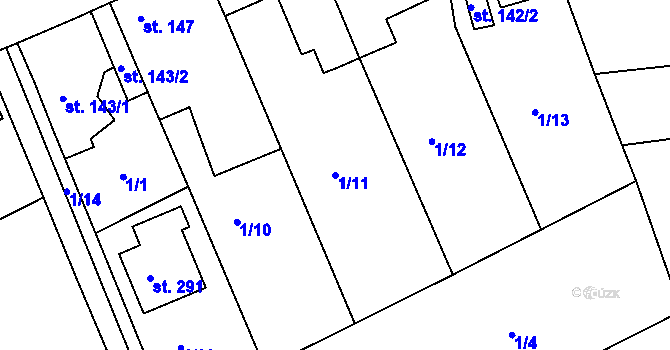 Parcela st. 1/11 v KÚ Tachlovice, Katastrální mapa