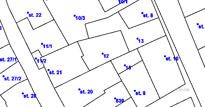 Parcela st. 12 v KÚ Tachlovice, Katastrální mapa