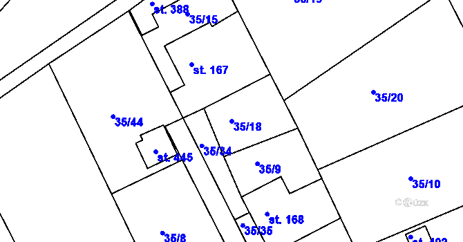 Parcela st. 35/18 v KÚ Tachlovice, Katastrální mapa