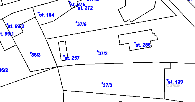 Parcela st. 37/2 v KÚ Tachlovice, Katastrální mapa