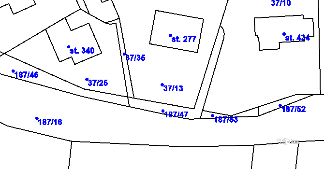 Parcela st. 37/13 v KÚ Tachlovice, Katastrální mapa