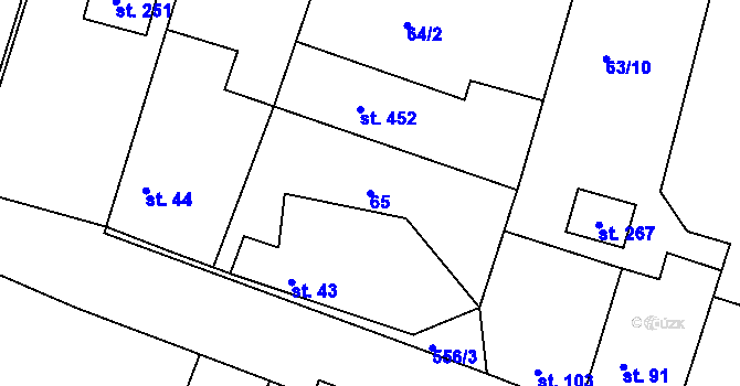 Parcela st. 65 v KÚ Tachlovice, Katastrální mapa