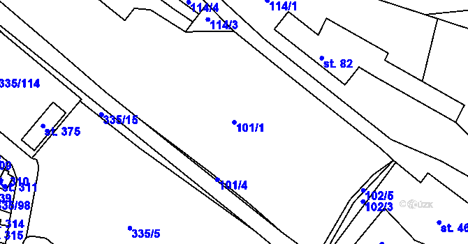 Parcela st. 101/1 v KÚ Tachlovice, Katastrální mapa
