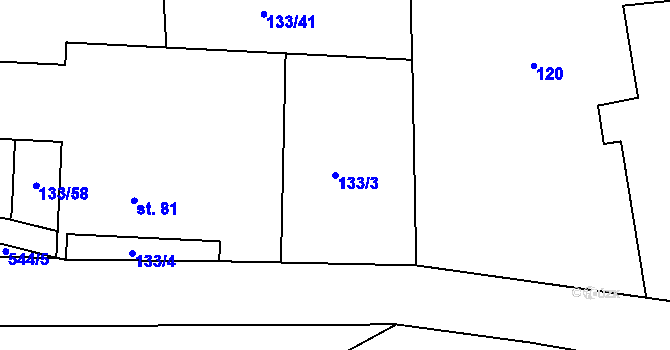 Parcela st. 133/3 v KÚ Tachlovice, Katastrální mapa