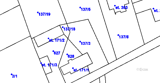 Parcela st. 137/3 v KÚ Tachlovice, Katastrální mapa