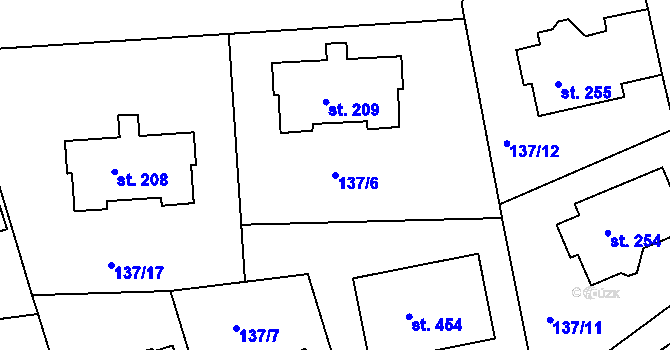 Parcela st. 137/6 v KÚ Tachlovice, Katastrální mapa