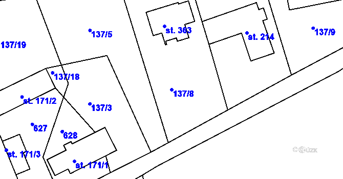 Parcela st. 137/8 v KÚ Tachlovice, Katastrální mapa