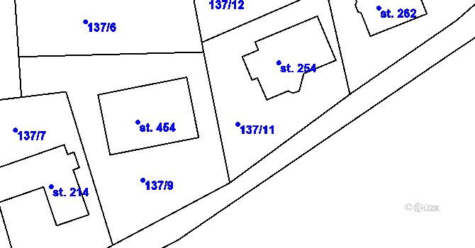 Parcela st. 137/11 v KÚ Tachlovice, Katastrální mapa