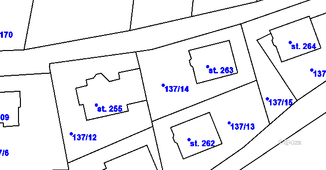 Parcela st. 137/14 v KÚ Tachlovice, Katastrální mapa