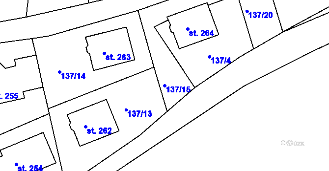 Parcela st. 137/15 v KÚ Tachlovice, Katastrální mapa